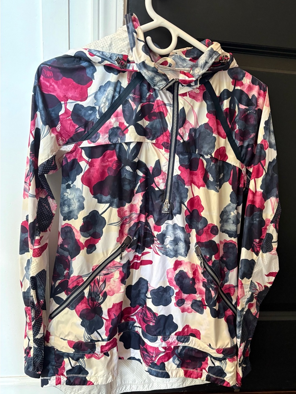 Lululemon Floral Hooded Windbreaker Jacket - Pink & Navy